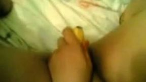 My Arab wife is playing with her banana in front of me