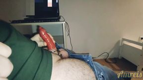 Jerks of to Porn All Night. and Fills a Condom to Cum.