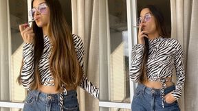 Smoking a cork cigarette in my new balcony