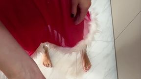 Merry Christmas: Petite amateur takes double creampie