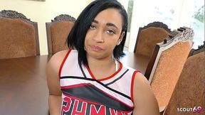 Curvy Black Ebony Girl with Biig Ass and natural Saggy Tits get Interracial Fuck with Rimjob by older White Guy