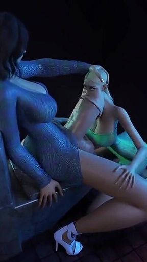 3D Futa Blowjob Big Dick Shemale Animation