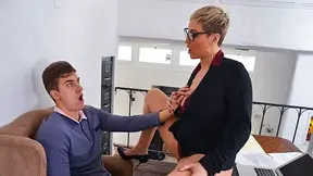 Desperate lawyer fucks her assistant's cock to prepare him for her dirty fucking plan