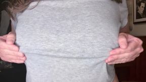 Asian Latina MILF t-shirt titty tease massive nipples