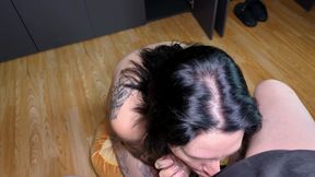 Goth Girl Gives Passionate Blowjob
