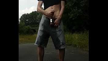Faggot pissed himself on a public walkway
