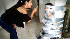 Gagged Stepsister Katherine Taped to Pillar (4K Ultra HD)