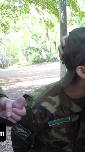 Epic moment from &quot;Military Dick - Cute Latino Soldier Frank Bauer Take Turns Sucking And Riding His Sergeants Cocks&quot;