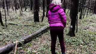 Into the woods sucking off cock