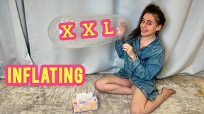 I BLOW UP A XXL CONDOM WITH MY MOUTH IN A DENIM JACKET 4K