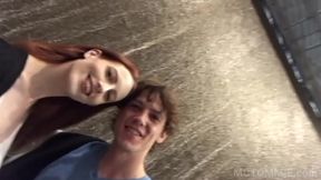 stunning redhead teen alex harper takes care of a huge cock in this homemade porn video