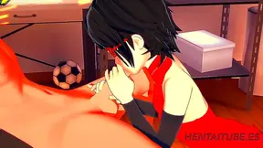 Sarada Teases Naruto with Seductive Touch Blowjob in Steamy Hentai Moment