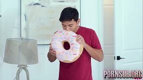 Seductive Latina milf tempts with big tits and creampie