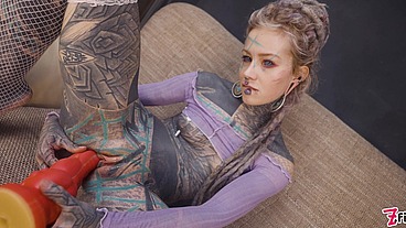 Alt TEEN gets a butt fucking with toys, dick and machine
