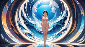 Reflected Realm - Artistic Nude Woman Inside a Painted World
