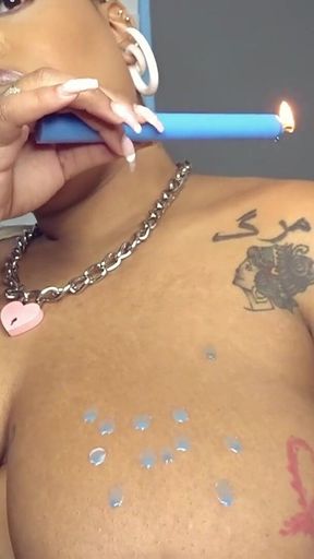 Mulanblossom Drenches Tits & Belly in Scorching Wax Tease