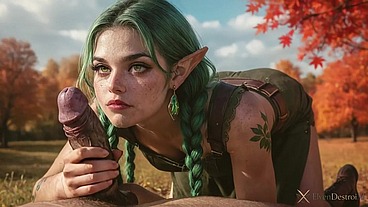 I caught a green-haired elven girl masturbating in the park...I showed her how to behave in public places - with my big black cock!! [AI]