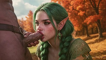 I caught a green-haired elven girl masturbating in the park...I showed her how to behave in public places - with my big black cock!! [AI]