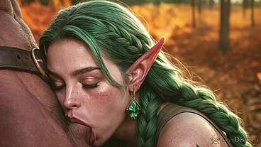 I caught a green-haired elven girl masturbating in the park...I showed her how to behave in public places - with my big black cock!! [AI]