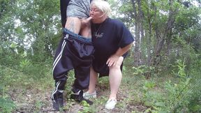Stepmom Sucks My Dick in a Park and Swallows Hot Cum