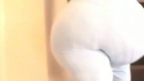 My curly BBW bitch demonstrates me her big fat booty