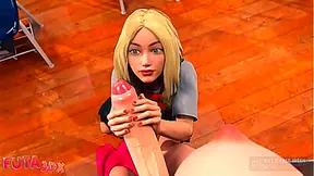 Busty Blonde Student Seduced by Futanari Teachers Throbbing Dick