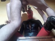 Laura On Heels wears leather body, boots over the knees. Rough blowjob and massive crempie full vid