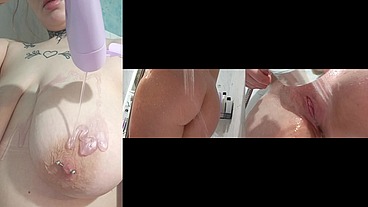 My pussy enjoys the pressure of the shower water. I pour shower gel over myself.