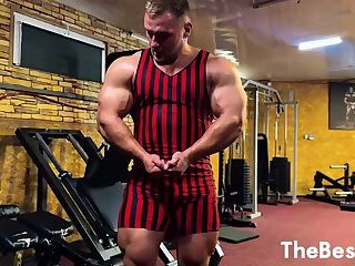 Muscle Red Thong And Boots