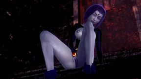 Raven fingering that pussy | Titans 3D Porn