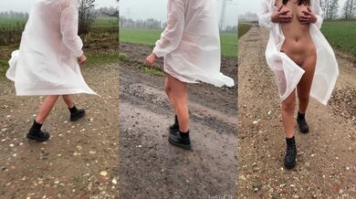 Transparent clothes outdoor public walk