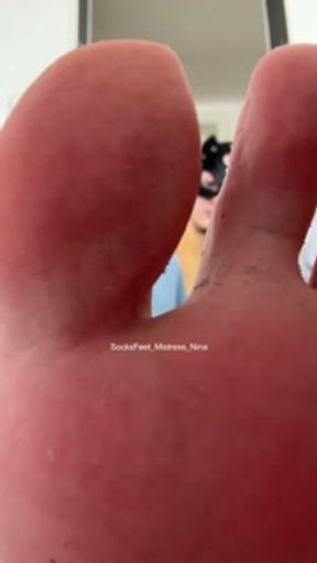 sweaty and dirty white socks want to be pampered, so do your job