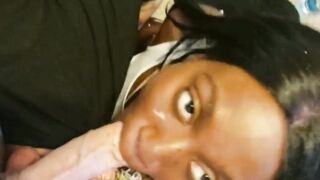 2 african girls blows long white dick
