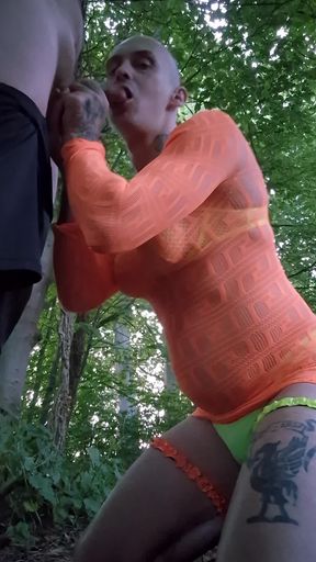 Crossdresser sucking cock