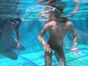 Jessica and Lindsay naked swimming in the pool