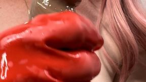 Wrestler Mistress Commands: JOI Worship My Natural Breasts in Rubber Gloves