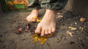 Squashing Tomatoes Barefoot In The Dirt ASMR