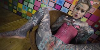 Solo Anal Masturbation - Pink Lace Corset and Steel Toy