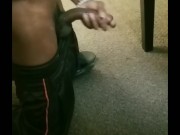 Young black guy home alone jacks to himself