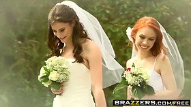 Kymberlee Anne & Dolly Little get down & dirty in wedding day anal action