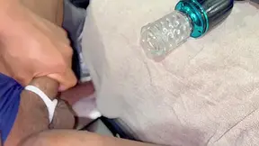 Black Man Milks Dick With Autostroker Until He Creampies Toy