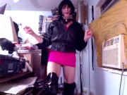 Began Trying On a Coat. Tranny Nearly Loses Her Load Due To Overactive Clit