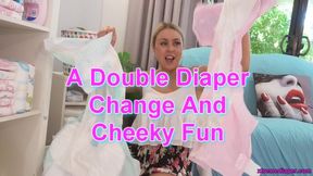 A Double Diaper Change And Cheeky Fun