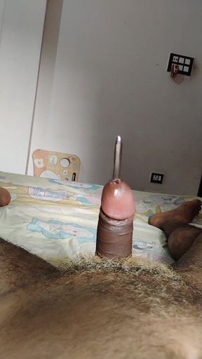 Amazing double Sounding by Indian Pierced cock.