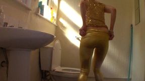 In Shiny GOLD On Toilet