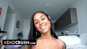 Dadcrush - stunning horny laTina Babe Camila Cortez punished by large white boner