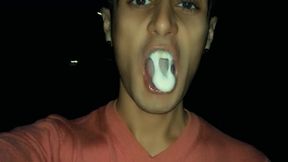 Chewing and Making Bubbles Foam of Friends Cum