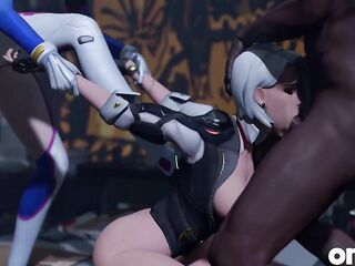Ashe & D.va From Overwatch Porn - Deepthroat Aid, Wild Double Penetration & Anal Bang with Large Ebony Weenie