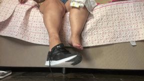 Juliette-RJ taking her sneakers out, no socks, red soles, sweaty feet for you - SOCKS - SWEATY FEET - JOI - RED SOLES - RED POLISH - BBW - LICK ORDERS