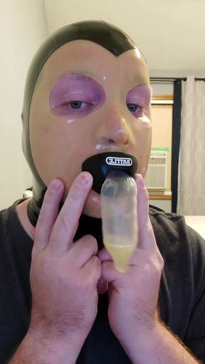Cum Training Continues: Another Big Load, Latex Hood